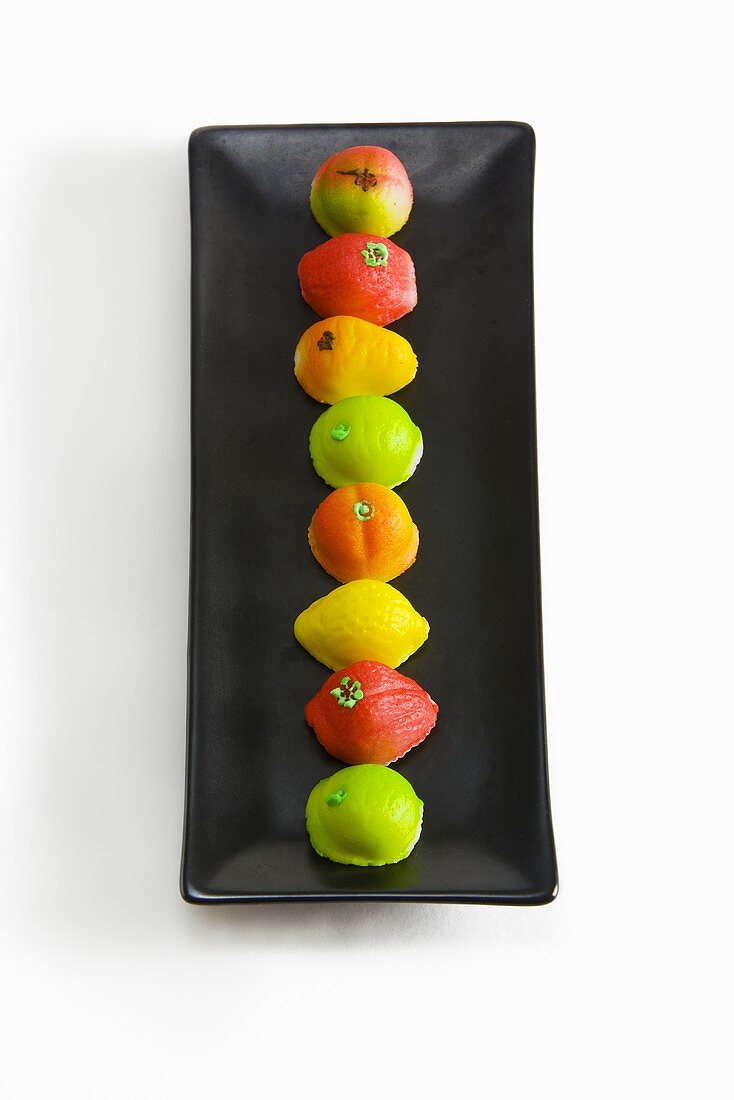 Marzipan Fruit Candies on a Platter