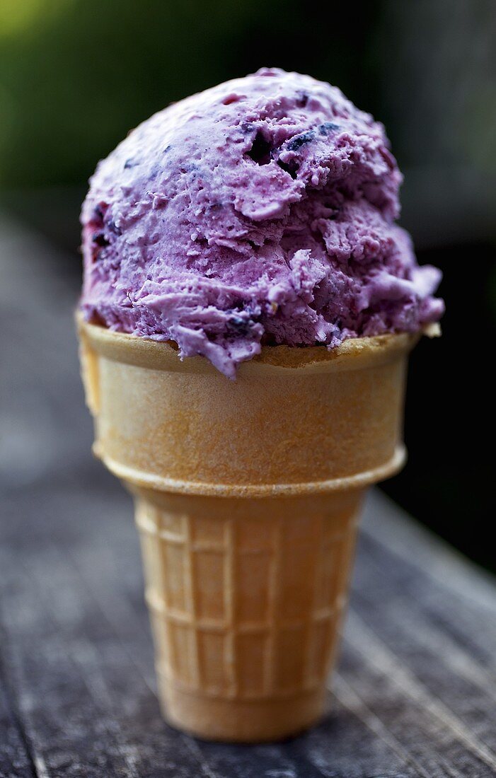 Black Raspberry Ice Cream Cone; Outdoors