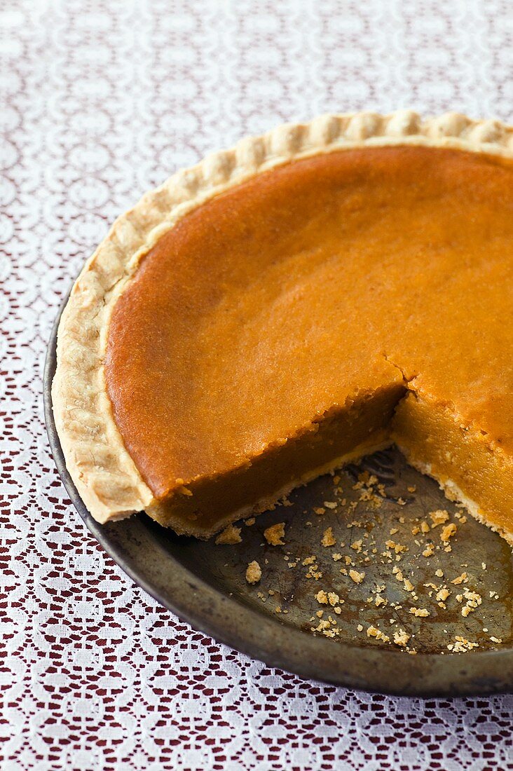 Pumpkin Pie with a Slice Removed