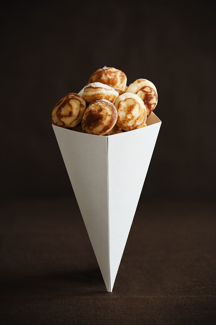 Mini Pancakes in a Paper Cone