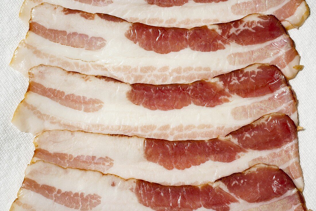 Strips of Raw Bacon