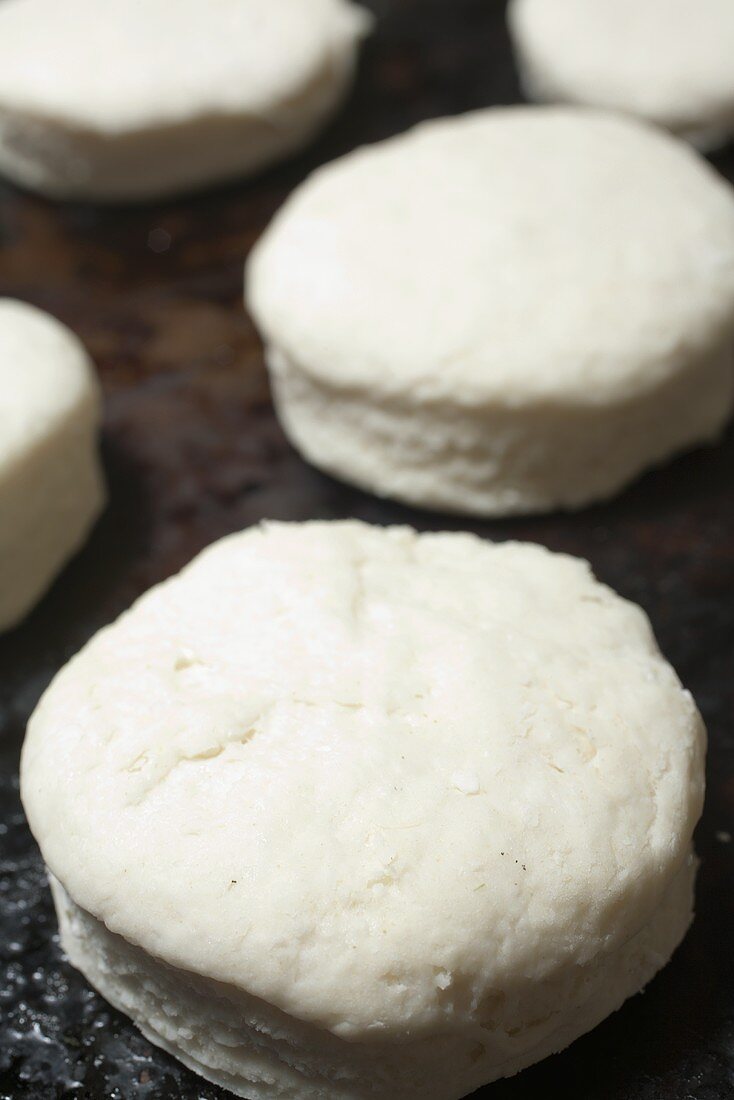 Unbaked Biscuits on Baking Sheet Ready to Go In Oven