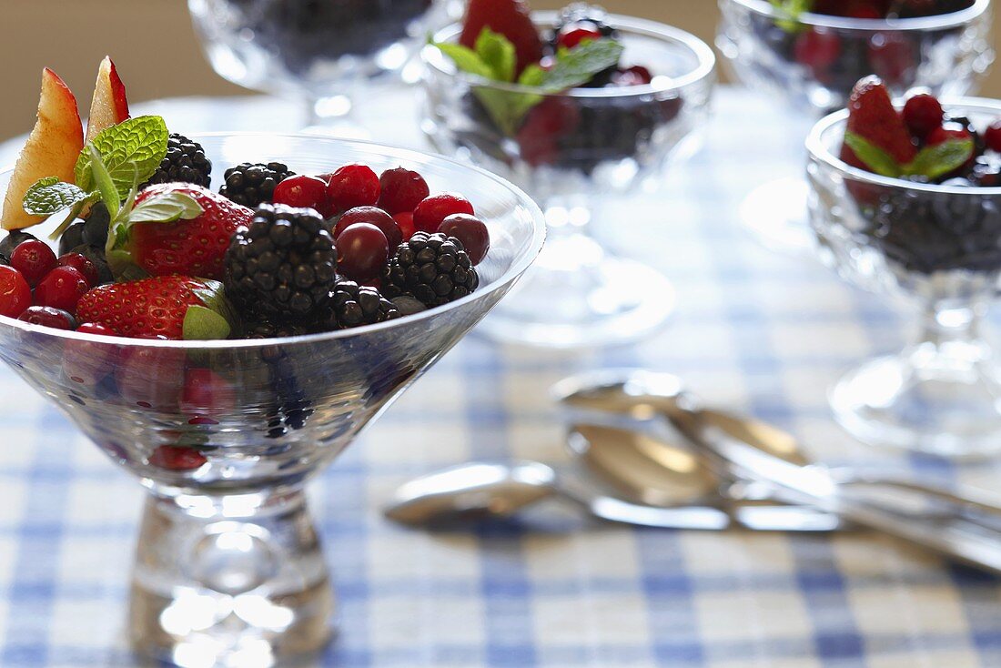Glass Bowls of Berry Salad