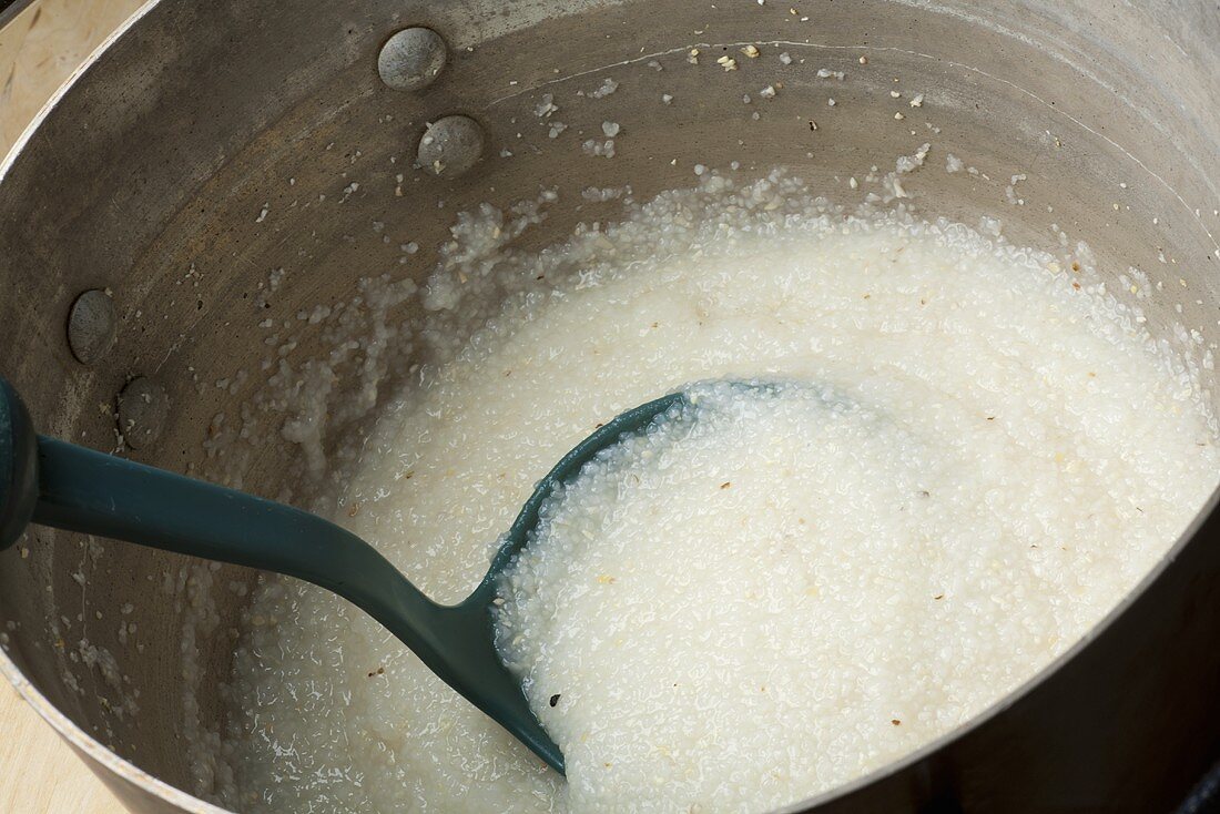 Pot of Grits with Ladle