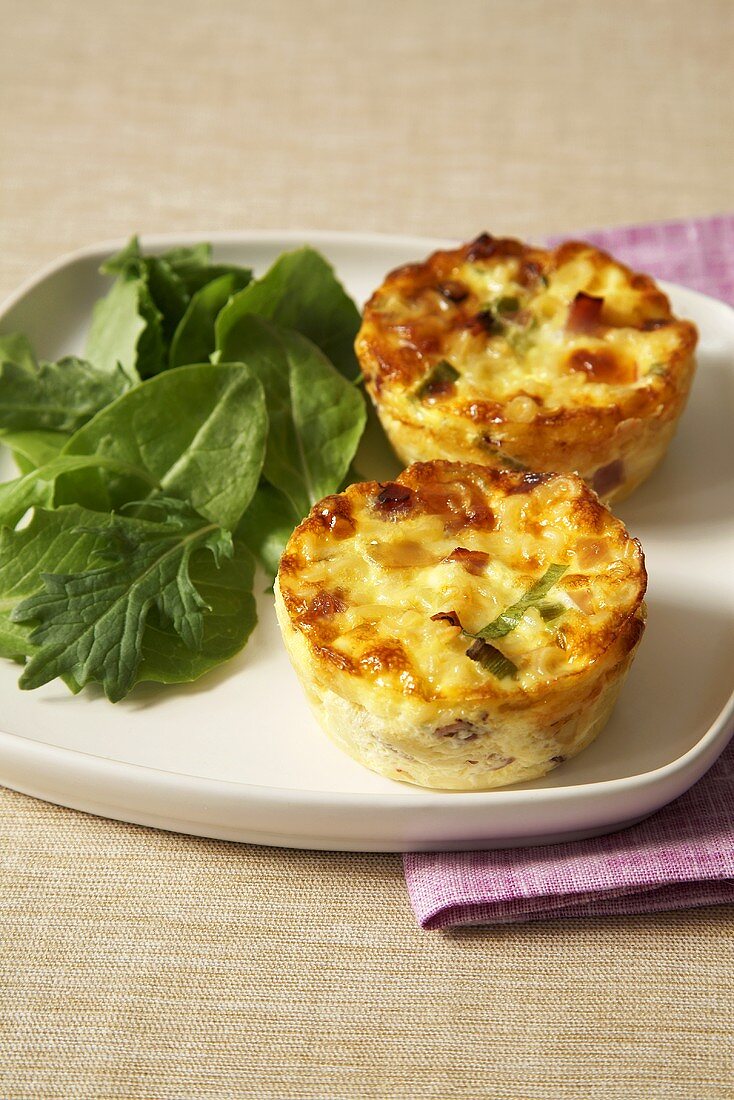 Baked Egg, Ham and Cheese Cups with Salad