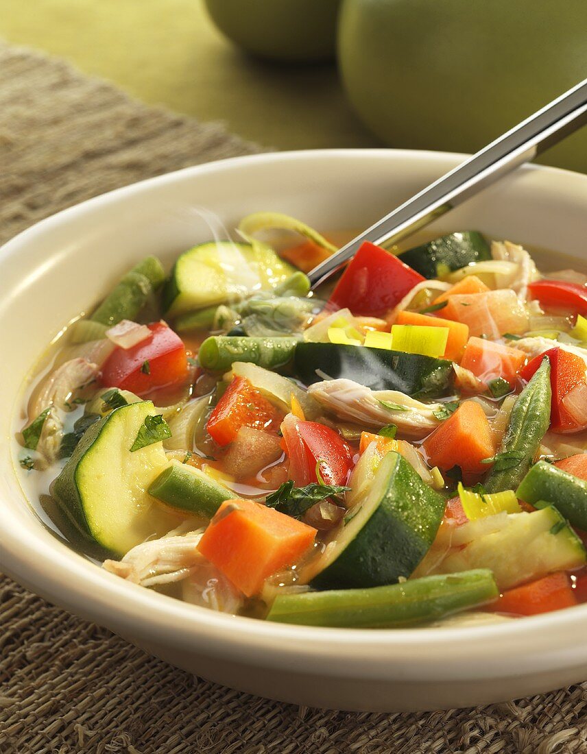 Bowl of Chicken Vegetable Soup