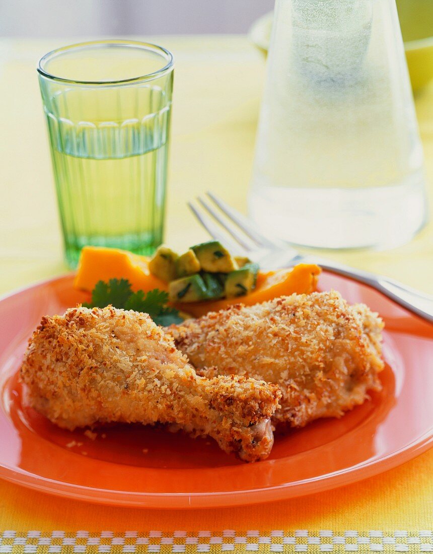 Two Pieces of Crispy Fried Chicken on a Plate