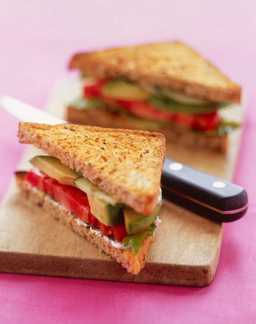 Cucumber, Tomato and Avocado Sandwich on Multi-Grain Bread