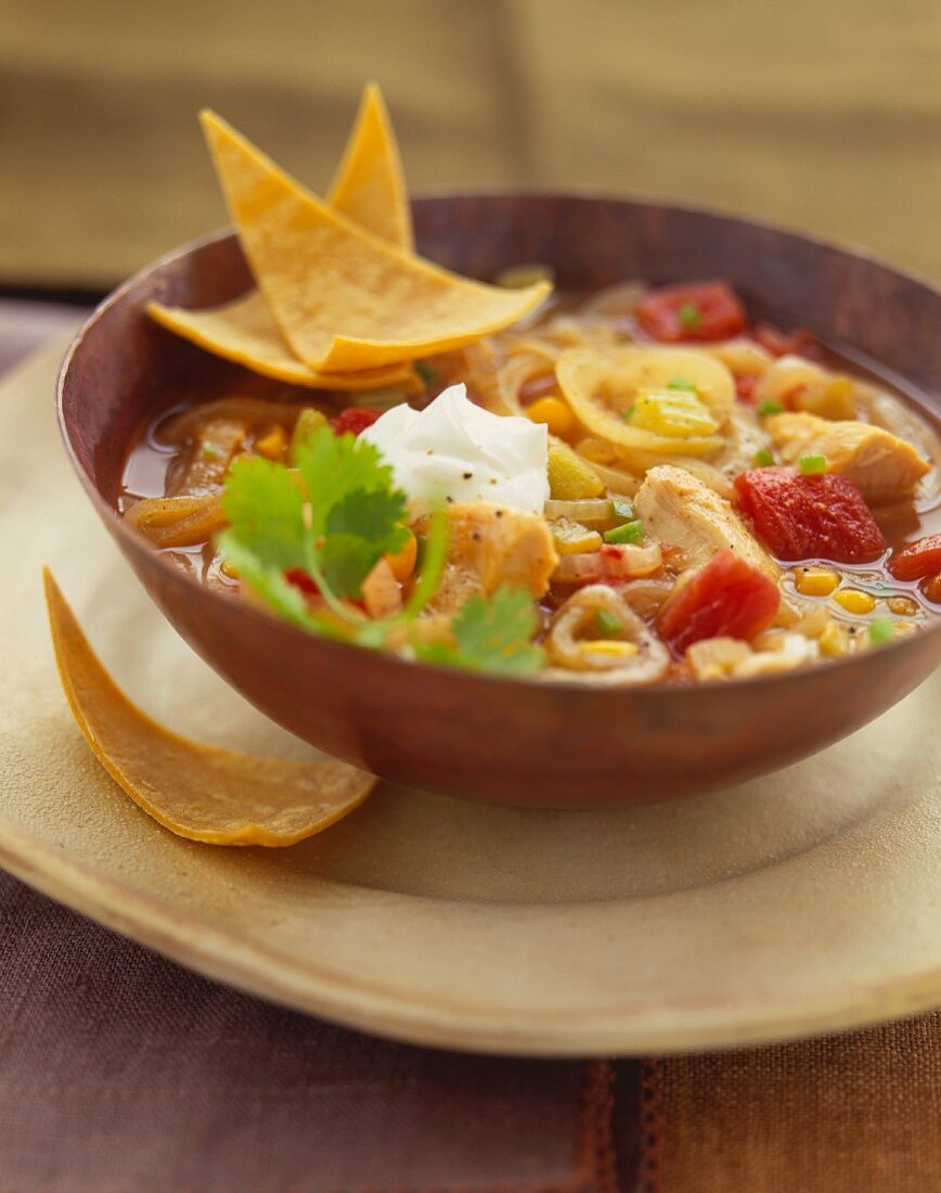 Hähnchen-Tortilla-Suppe (Mexiko)