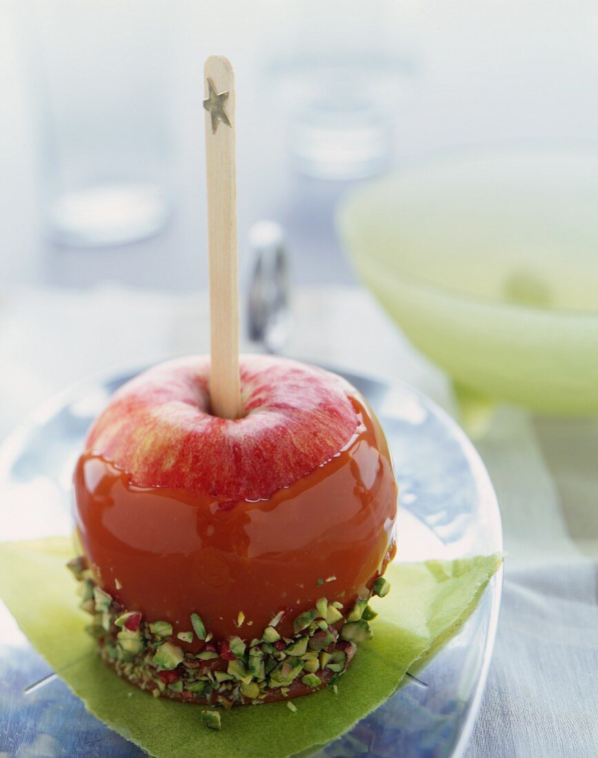 Candy Apple with Chopped Pistachios