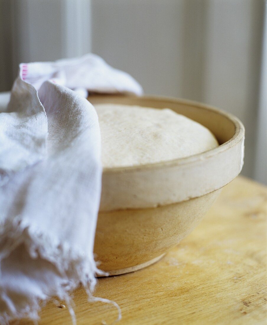 Rising Dough in a Bowl with Towel