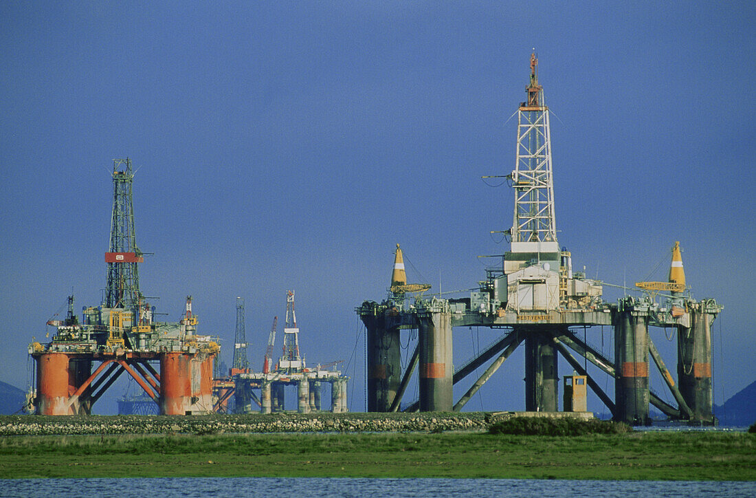 View of drilling platform on the North Sea