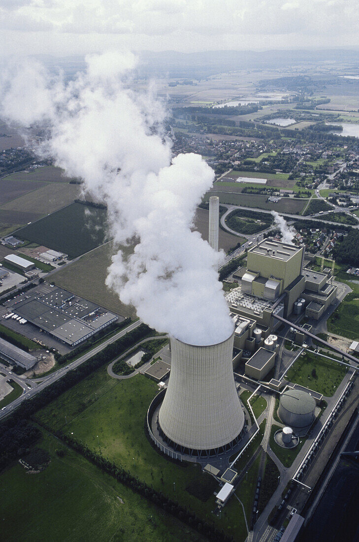 Aerial view of lignite-fired power plant