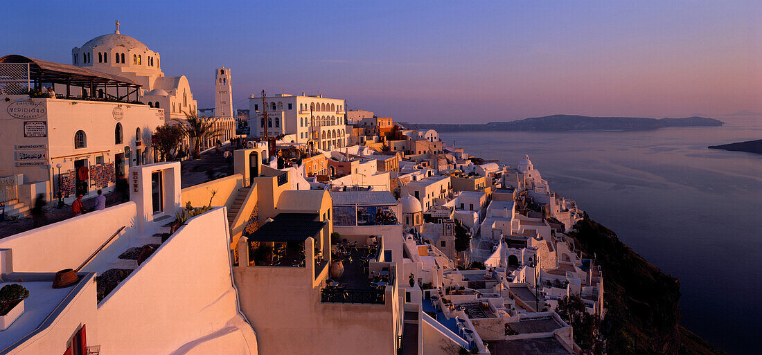 Houses in the afterglow, Thira, Santorin, Greece