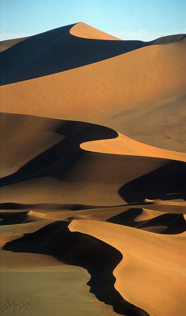 Sand dunes in the afterglow, Namib desert, Namibia, Africa
