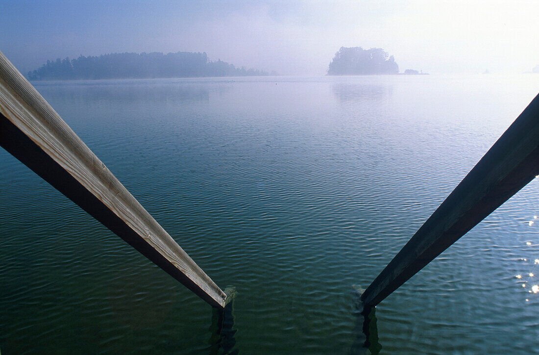 Desolated jetty, Osterseen, Upper Bavaria, Germany