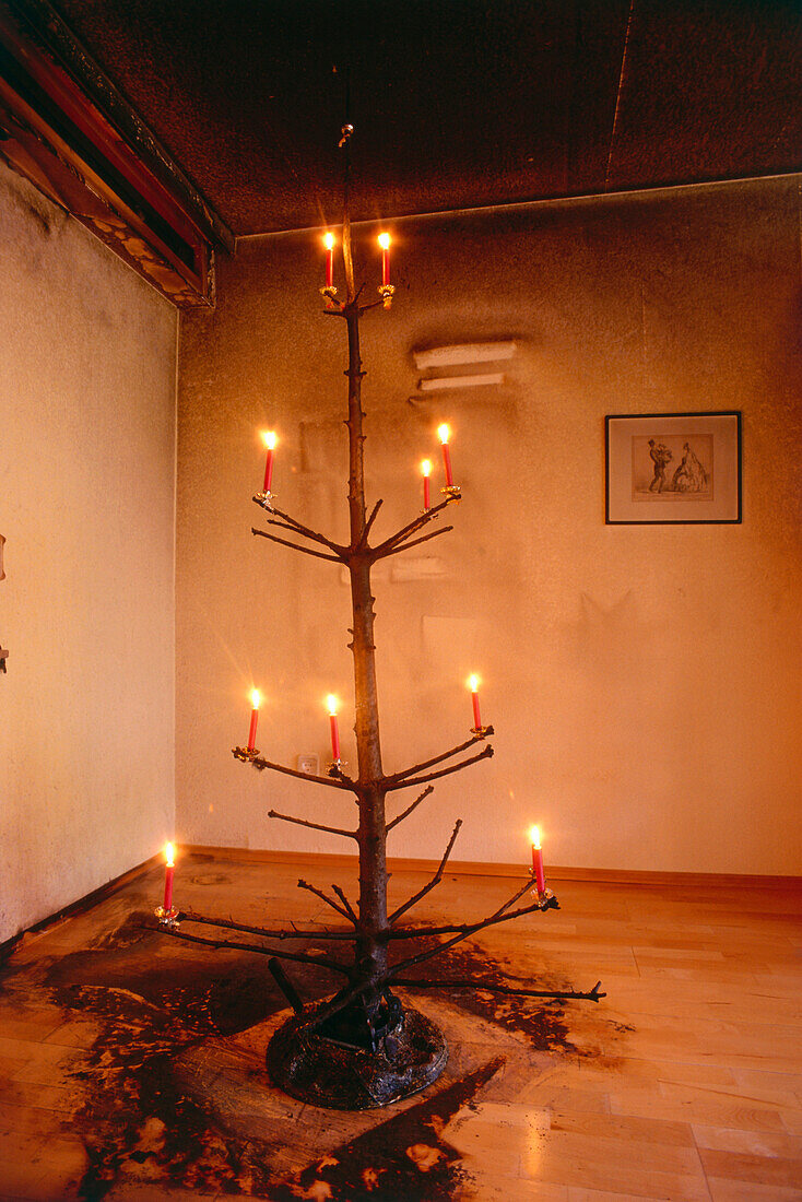 Abgebrannter Weihnachtsbaum, im Wohnzimmer