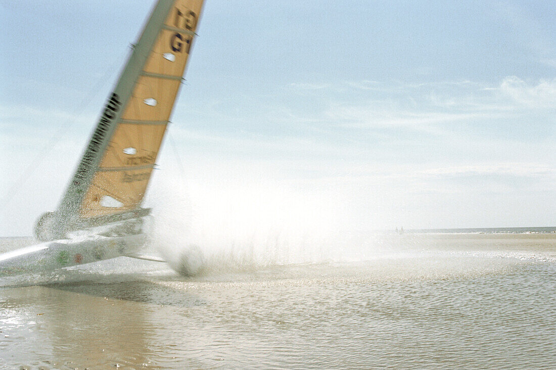 Sand yachting, St. Peter Ording, North Sea Schleswig-Holstein, Germany