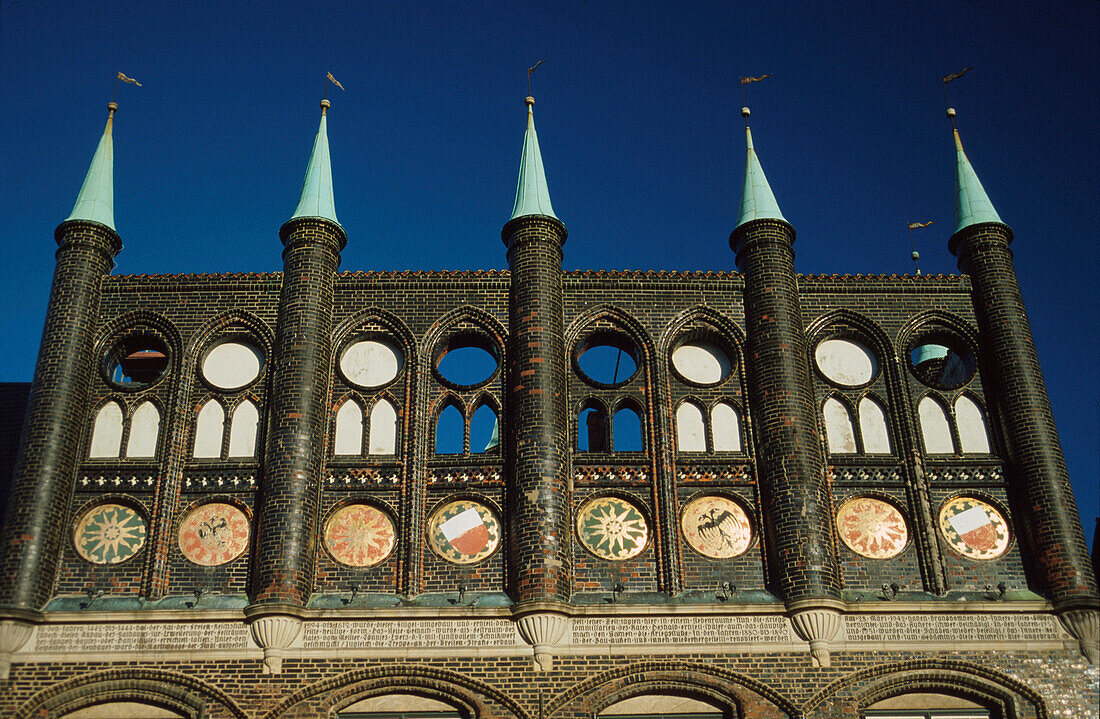 Historical facade, Town hall of Luebeck, Germany