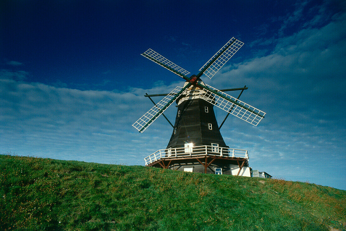 Traditional windmill Nordermuehle, Pellworm Island, North Sea, Schleswig-Holstein, Germany