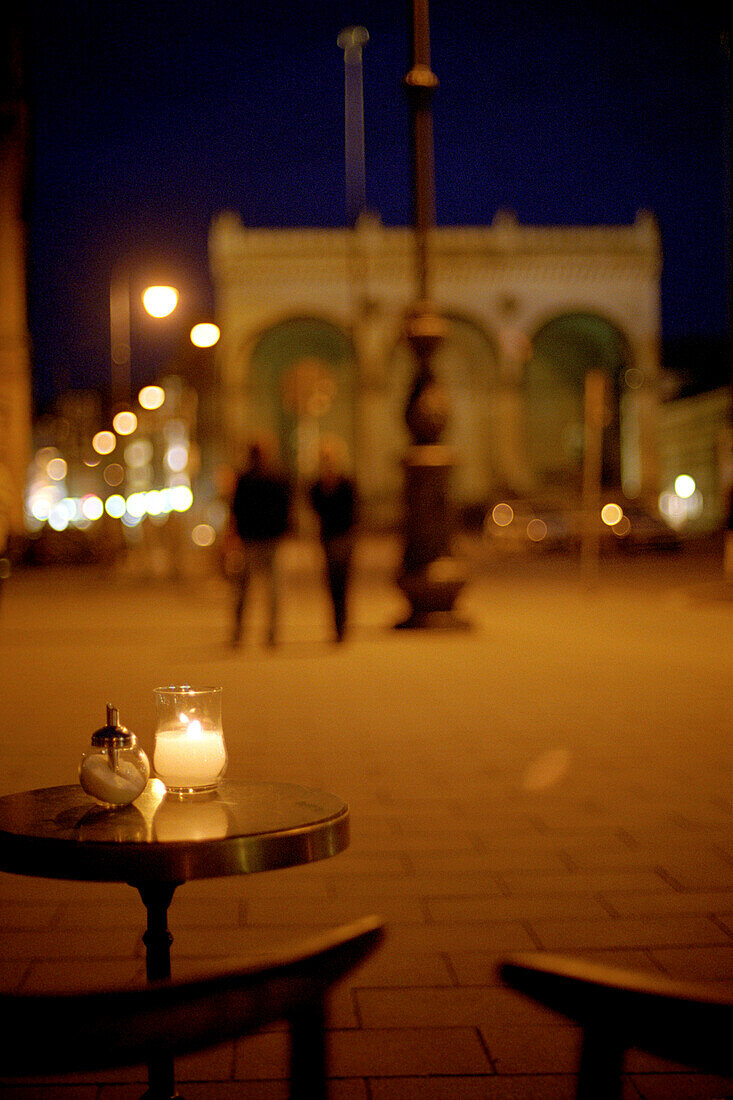 Sidewalk Cafe at Odeonsplatz, Night, Munich, Germany