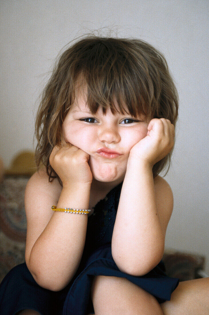 Girl pulling face, Portrait 4 Years