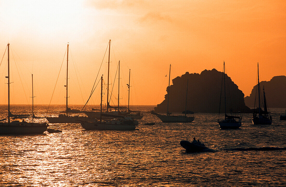 Sailingboats near Gustavia, St. Barthelemy, St. Barts Caribbean, America