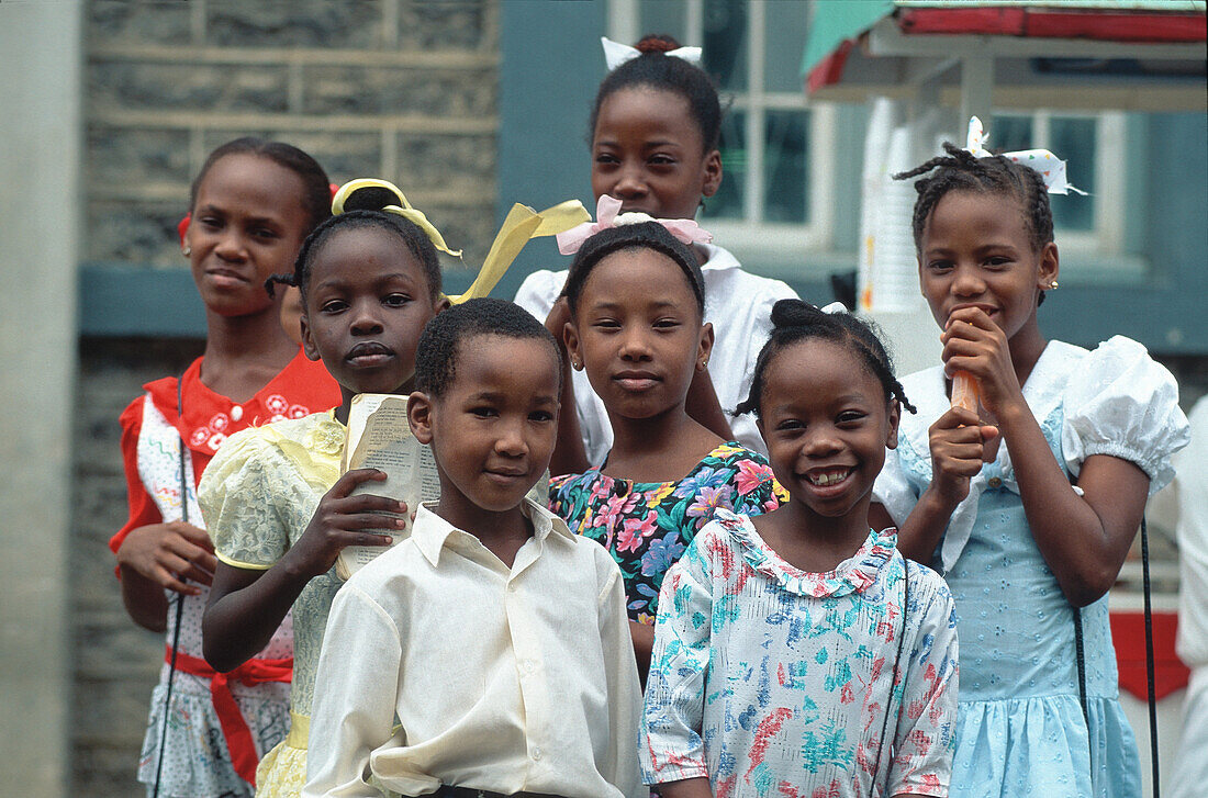Group of native children, St. Lucia, Caribbean