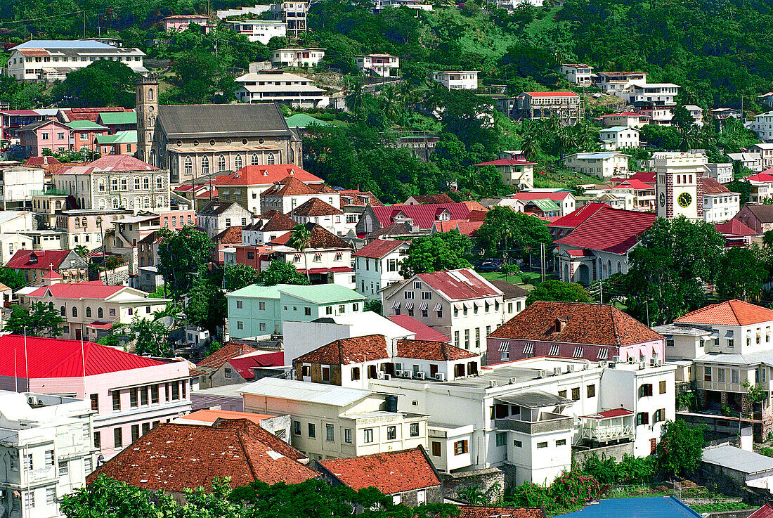 Häuser von St.George´s, Grenada, Karibik, Amerika