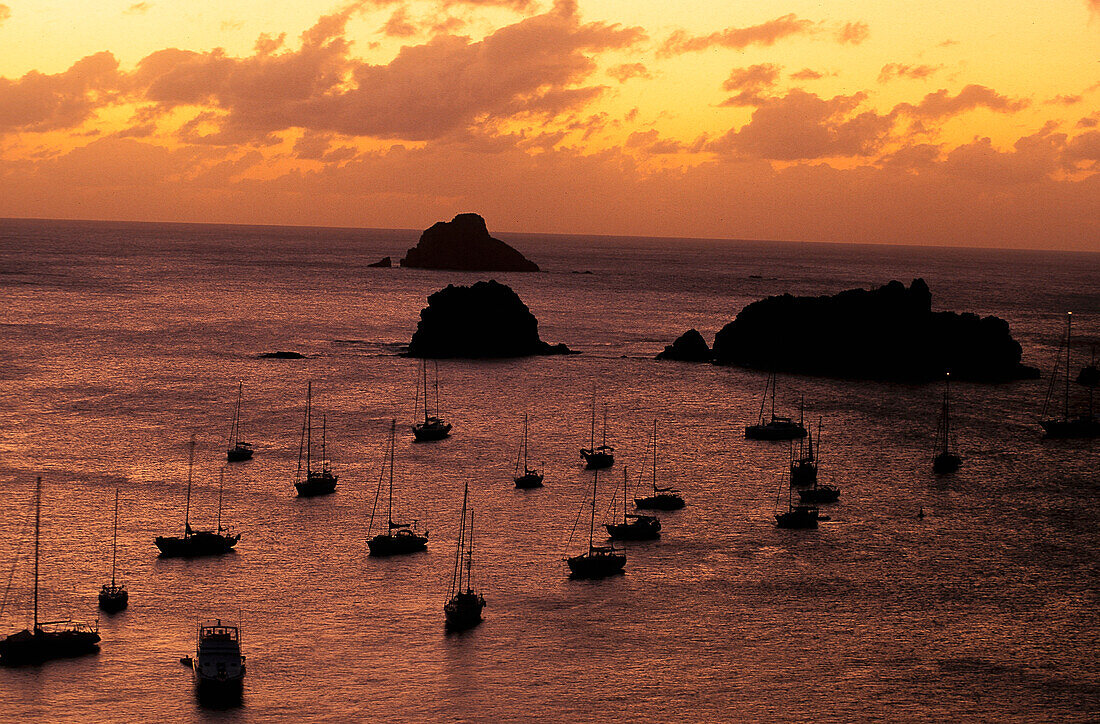 Sailing boats near Gustavia, St. Barthelemy, St. Barts Caribbean, America