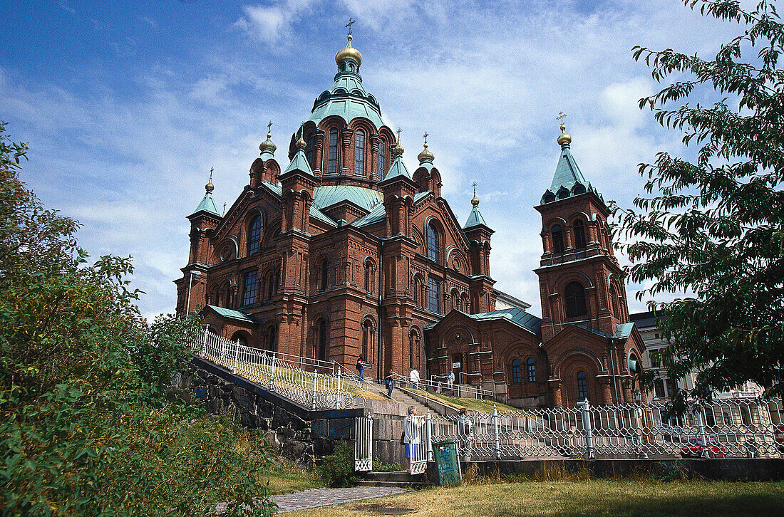 Uspenski Kathedrale unter Wolkenhimmel, Helsinki, Finnland, Europa