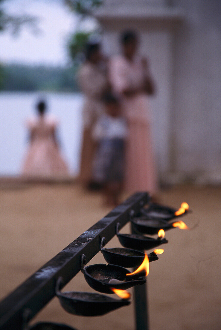 View at oil lamps, Sri Lanka, Asia