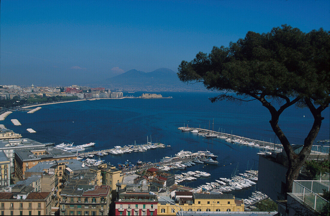 Blick ueber den Hafen, Neapel Kampanien, Italien