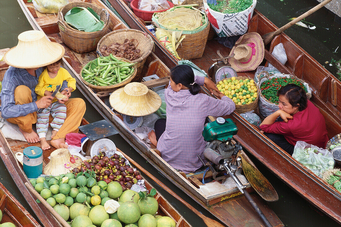 Floating Mahat, schwimmender Markt, Bangkok Thailland