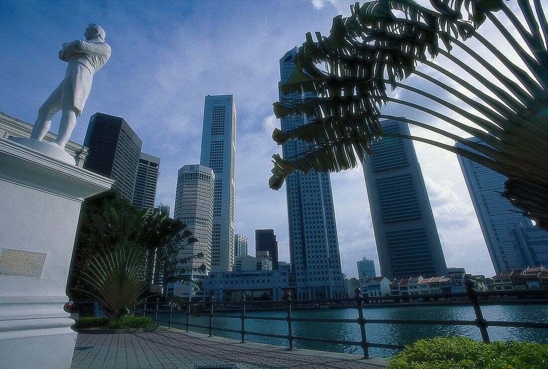 Denkmal von Stamfort Raffles, North Boat Quay Singapur, Asien