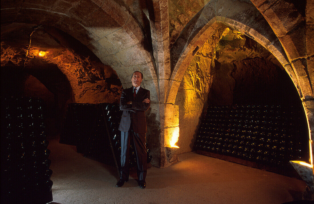 Champagnerhersteller Claude Taittinger, Weinkeller, Champagne, Frankreich