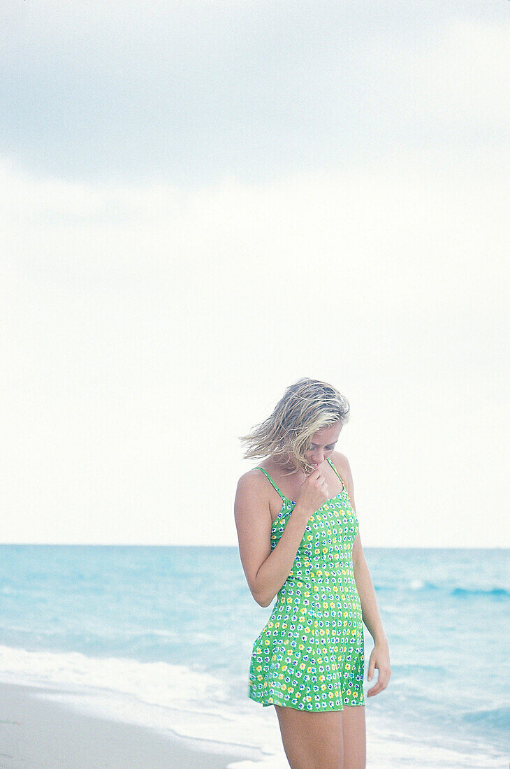 Woman walking on beach