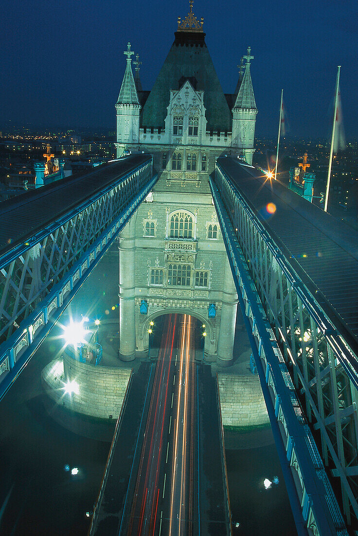 Tower Bridge at night, London, England, Great Britain, Europe