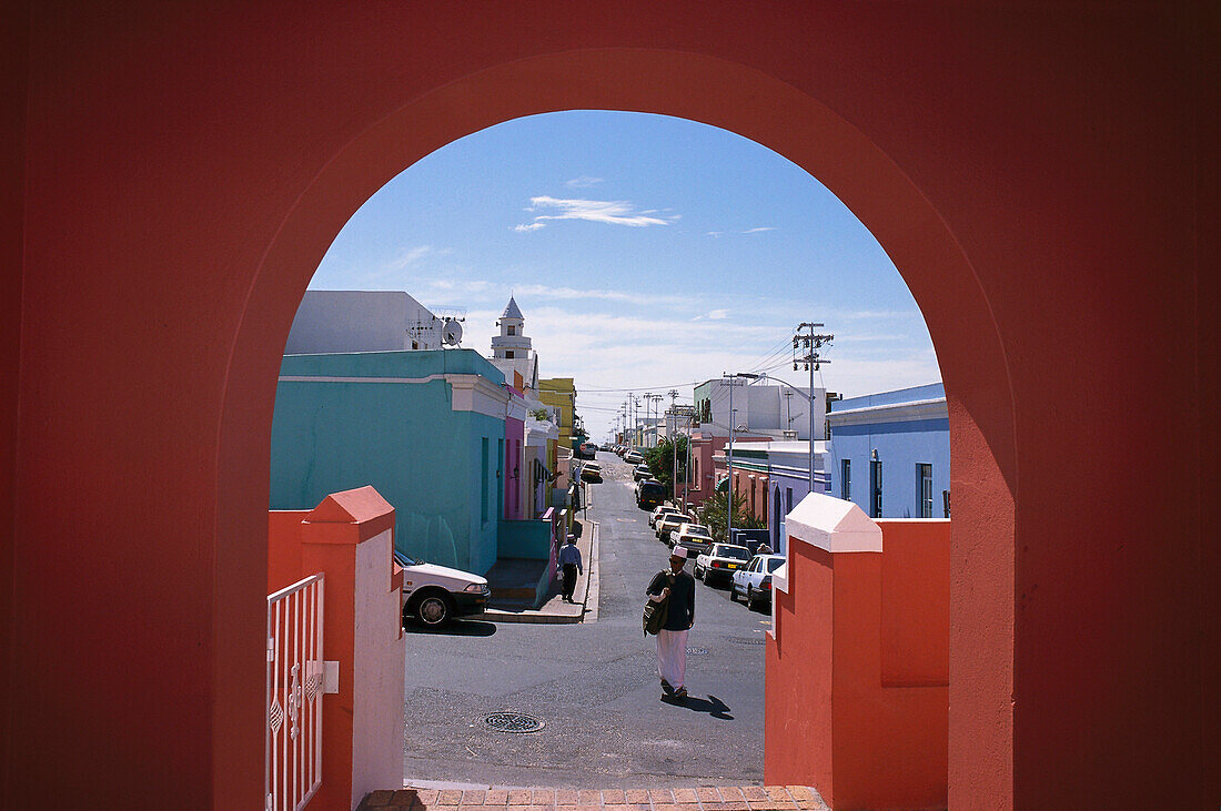 View through a gate at Malay Quarter, Bo-Kaap, Cape Town, South Africa, Africa
