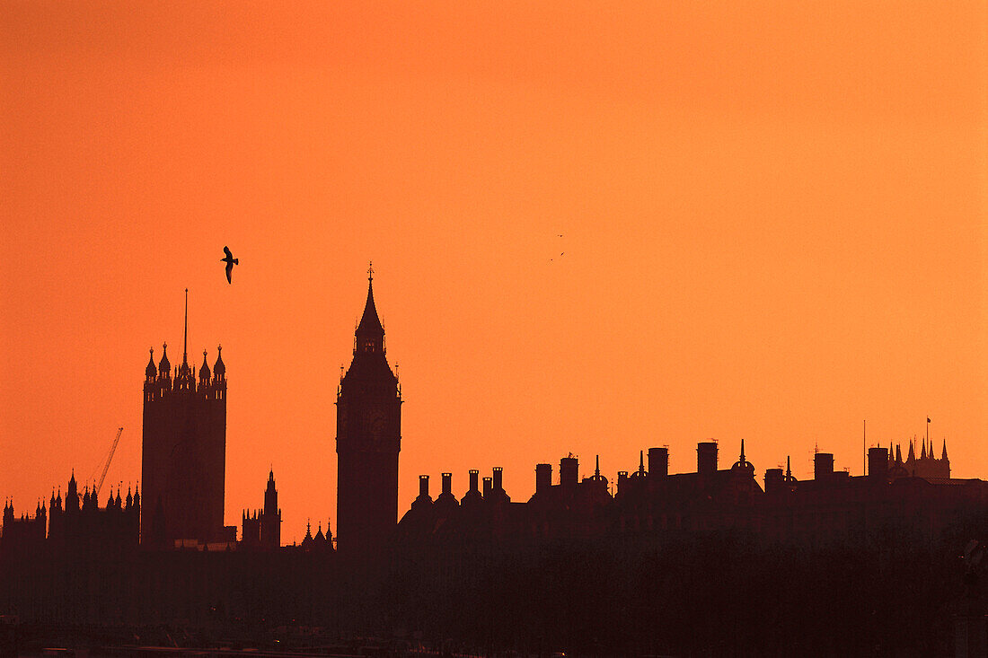 Sonnenuntergang, Houses of Parliament, London, England, Großbritanien