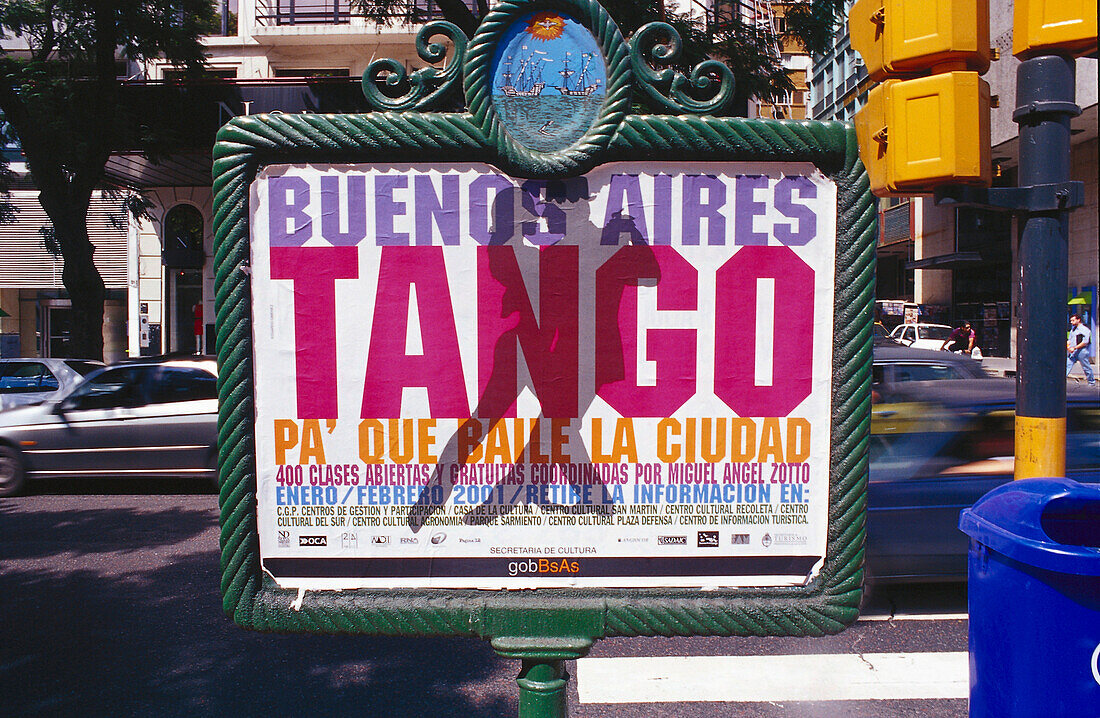 Schild vor einer Strasse, Buenos Aires, Argentinien, Südamerika, Amerika