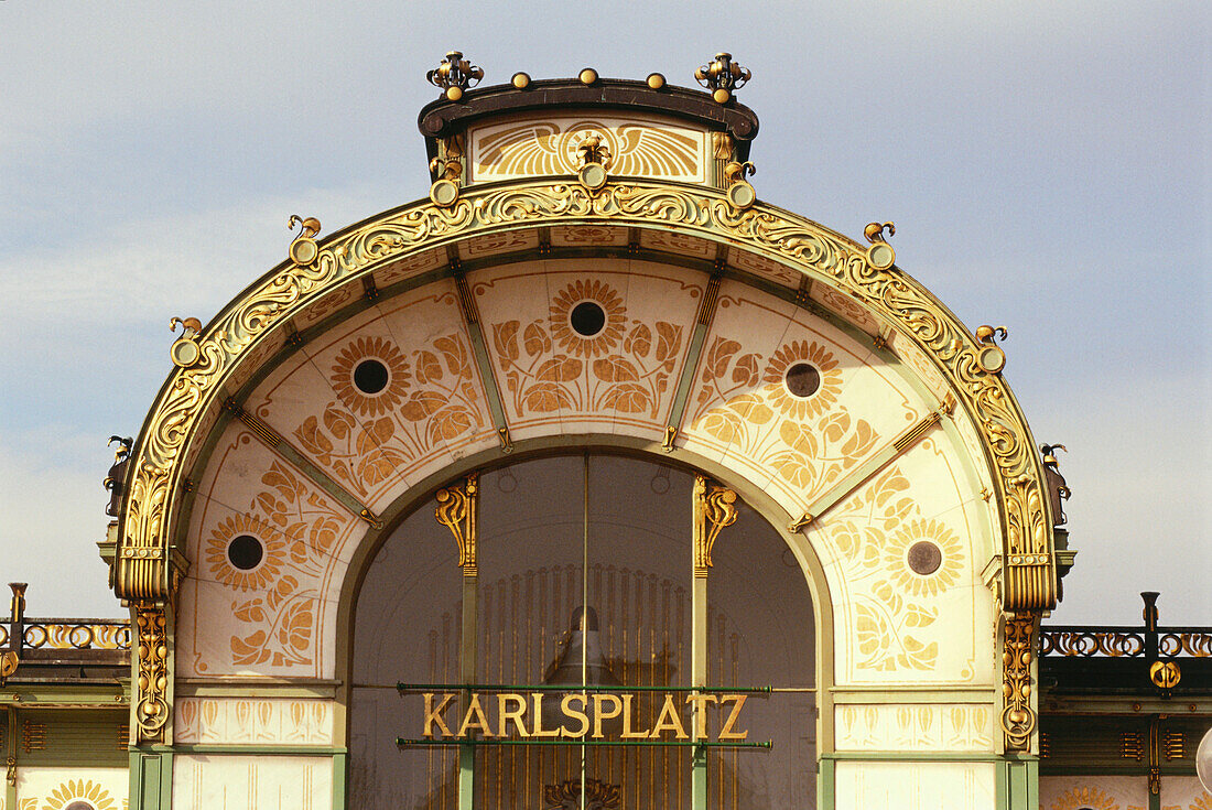 View at Otto Wagner Pavilion, square Karlsplatz, Vienna, Austria