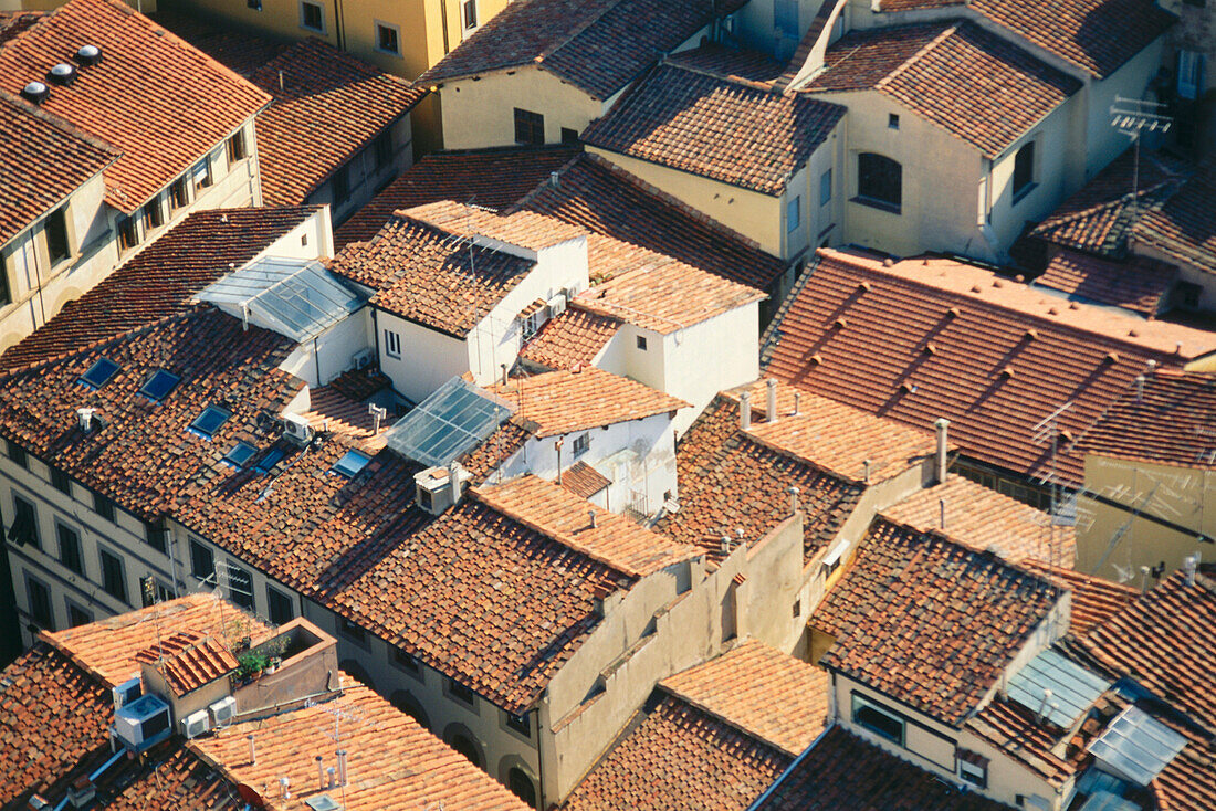 Blick auf florentinische Dächer, Florenz, Toskana, Italien