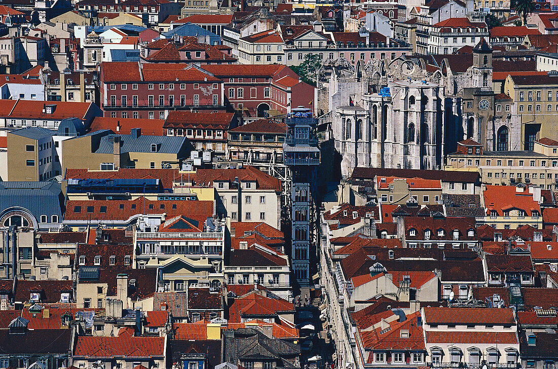 Blick auf Baixa von oben, Lissabon, Portugal