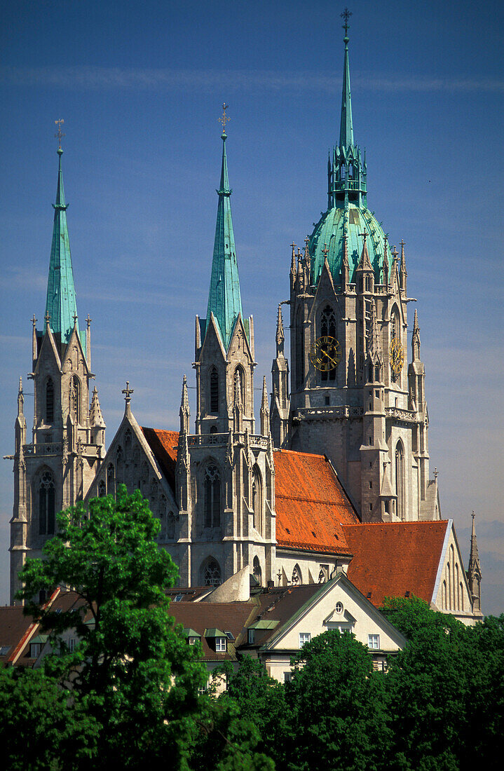 Blick auf die Paulskirche, München, Bayern, Deutschland, Europa
