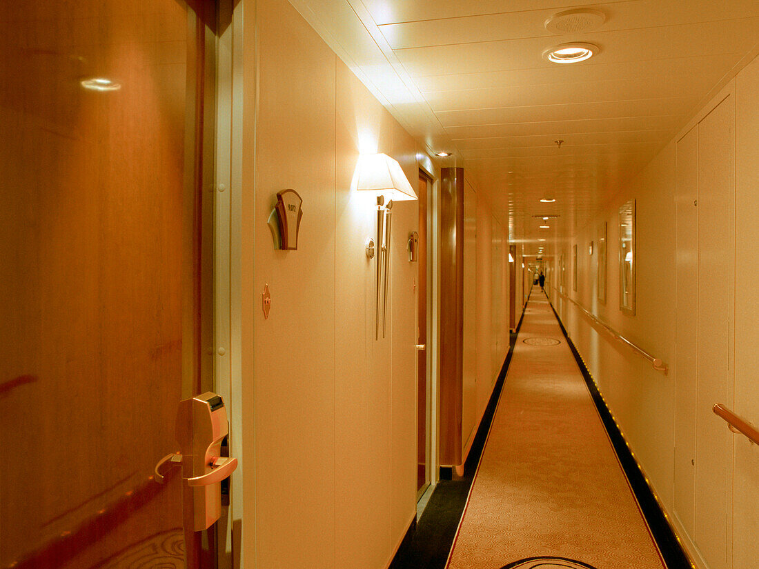 Cabin doors along the corridor