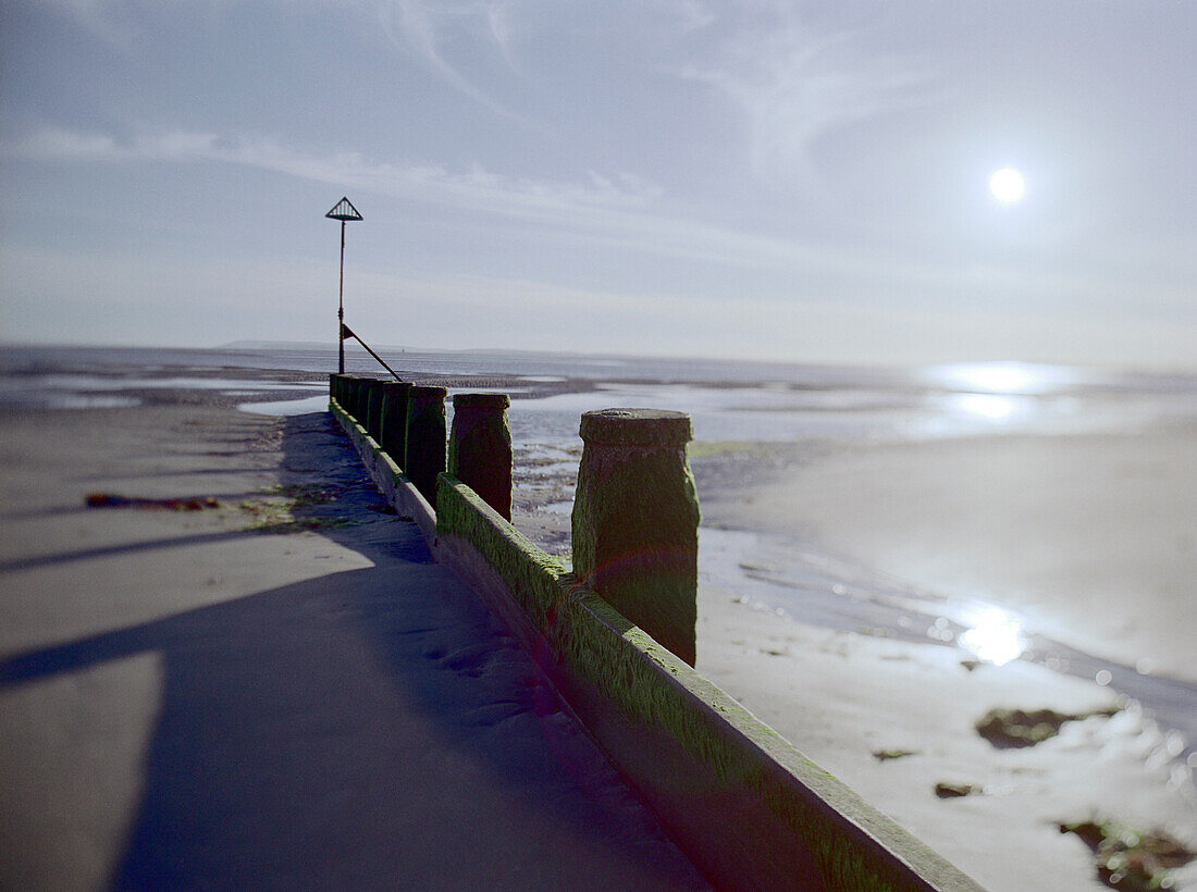 Coast and sunlight, West Wittering, West Sussex, South England, Great Britain