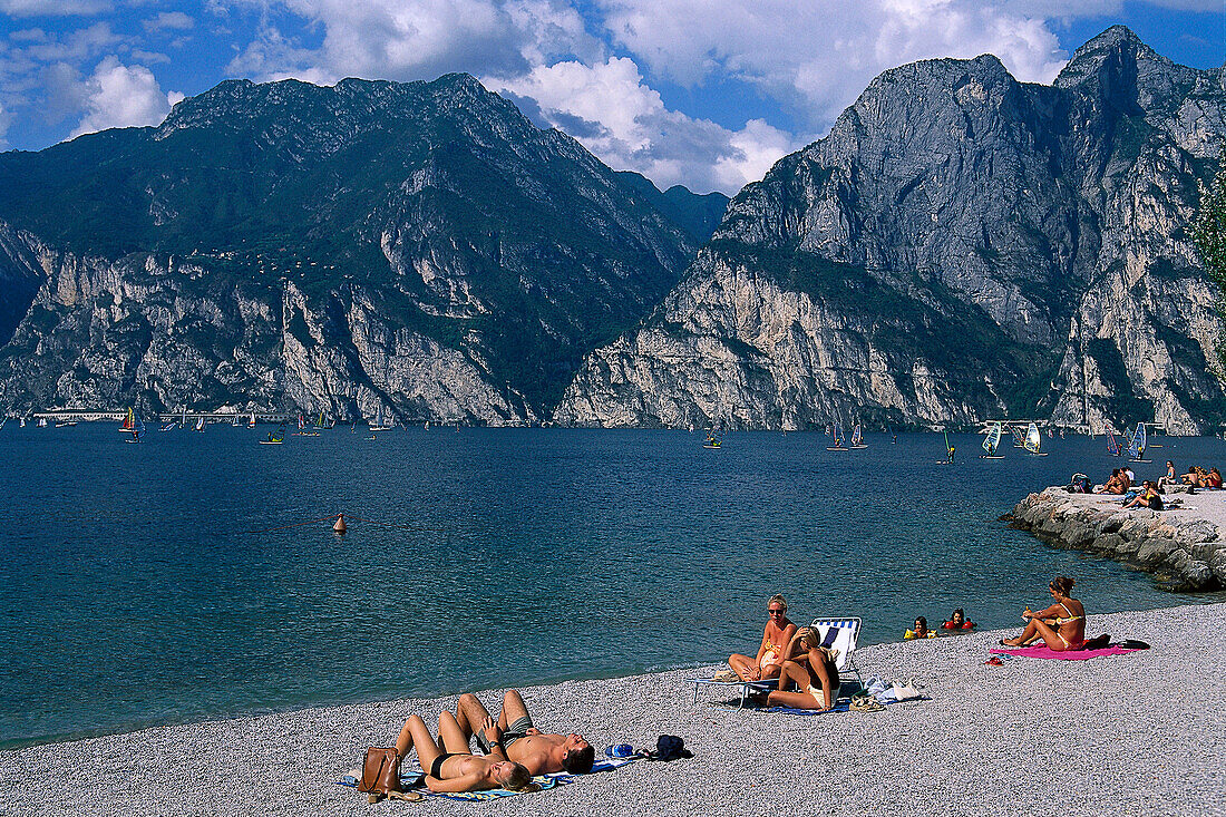 People on the Lakeside, Torbole, Lago di Garda Trentino, Italy
