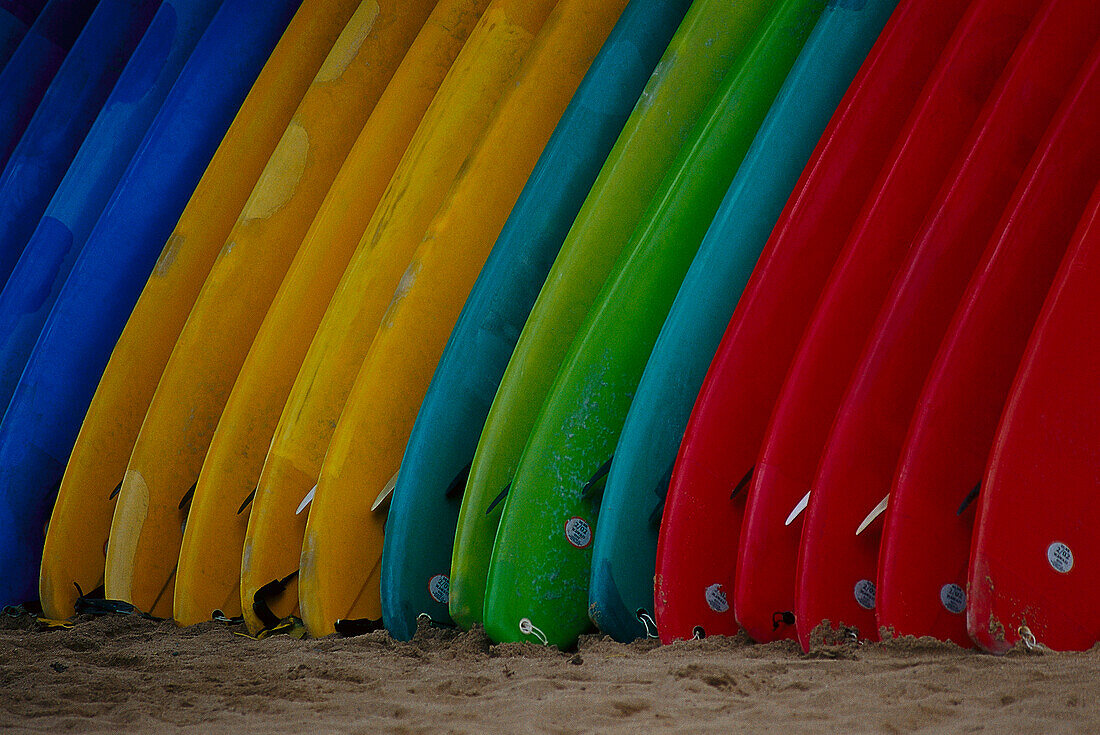 Surfboards, Waikiki Beaches, Waikiki, Oahu Island Hawaii, USA
