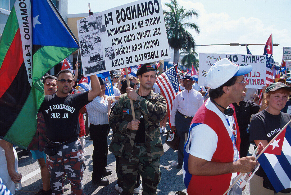 Demonstration, Thema Cuba, Florida, USA